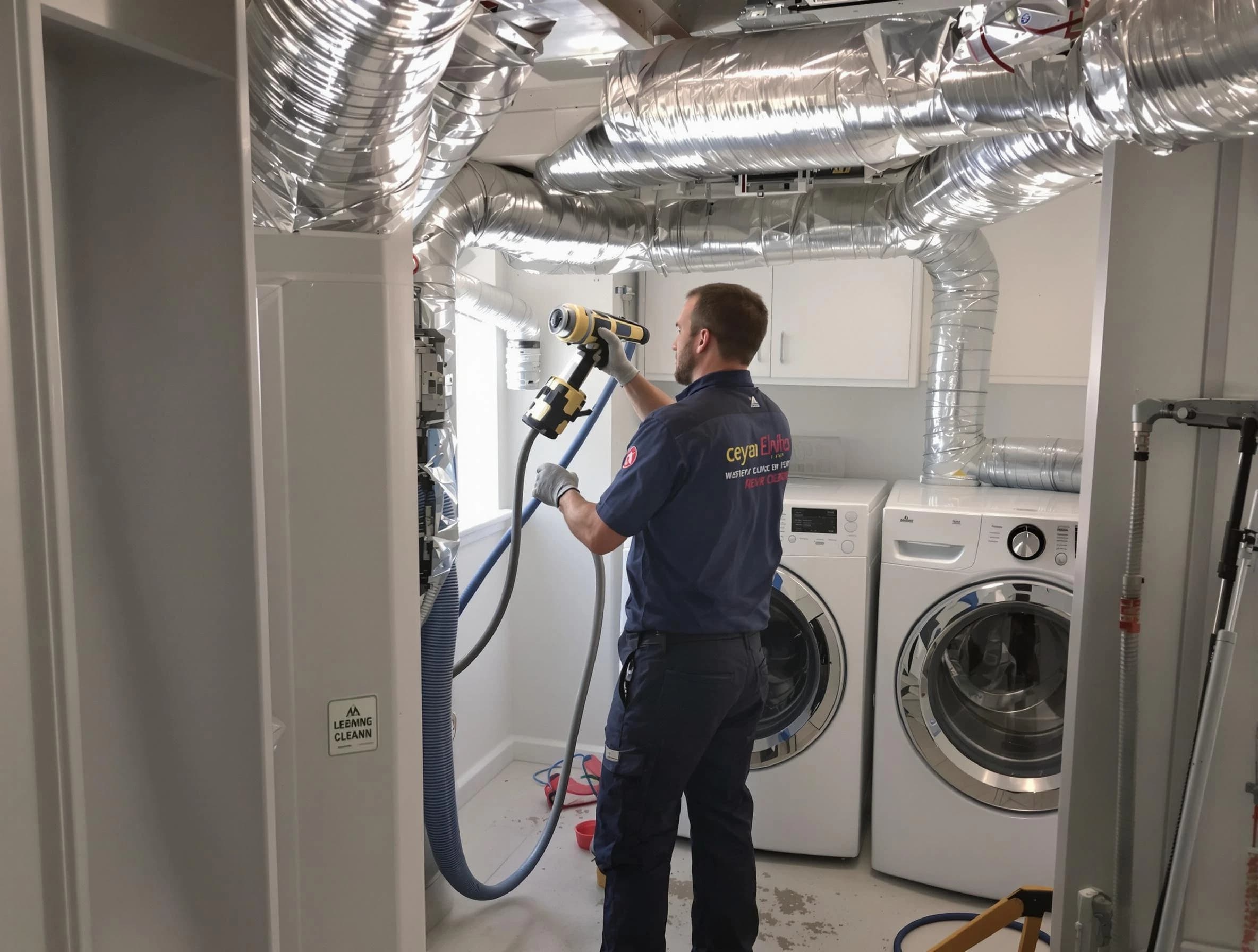 Oak Hill Dryer Vent Cleaning specialist using advanced equipment for thorough duct cleaning in Oak Hill