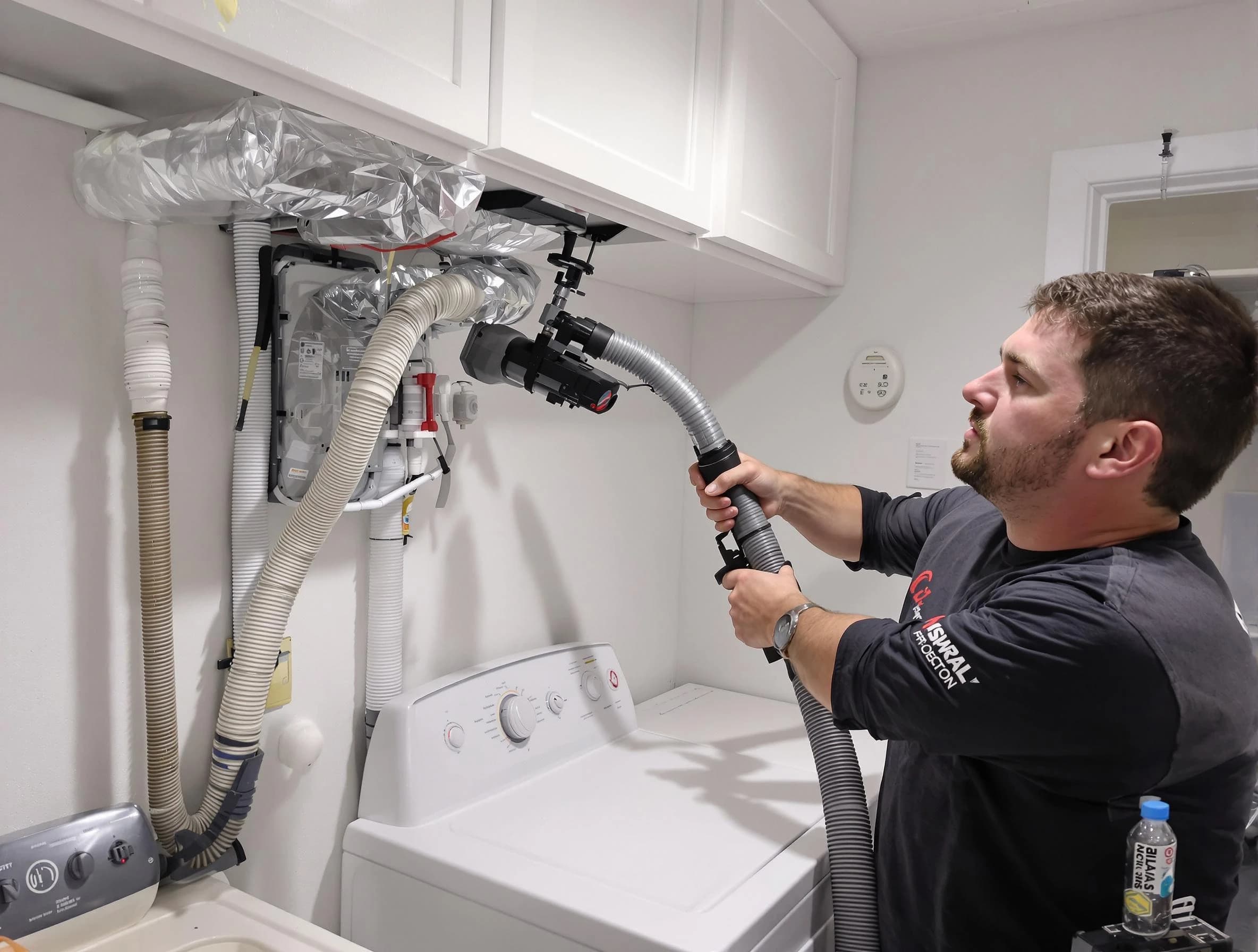 Oak Hill Dryer Vent Cleaning certified technician performing safety-focused gas dryer vent cleaning in Oak Hill